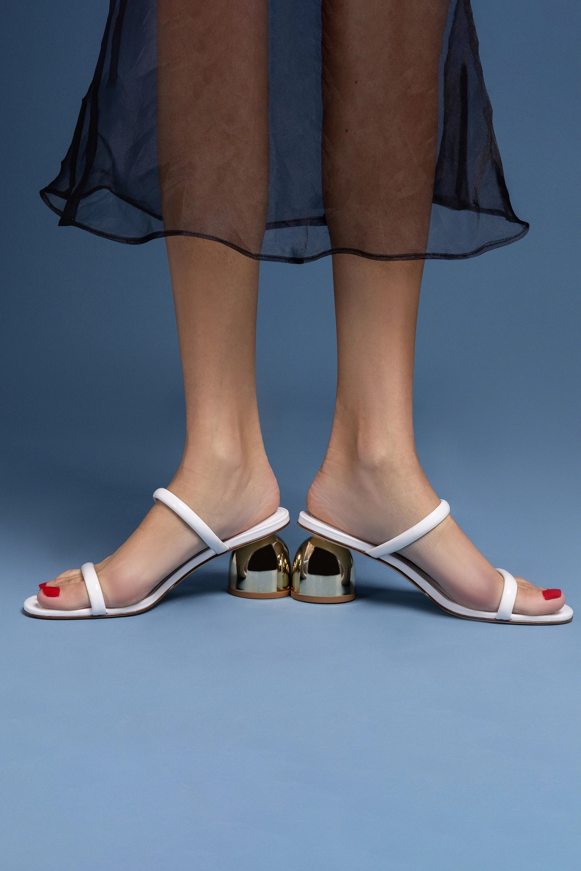 Wall Climbing Shoes Dew Drop Mule In White Patent Leather