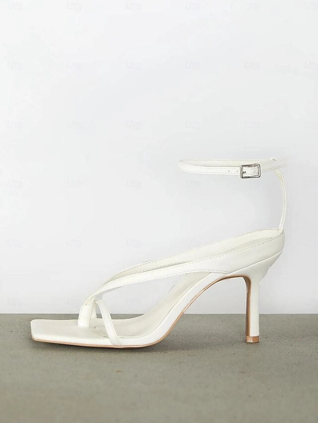 Women's  Strappy Stiletto Elegant White Sandals