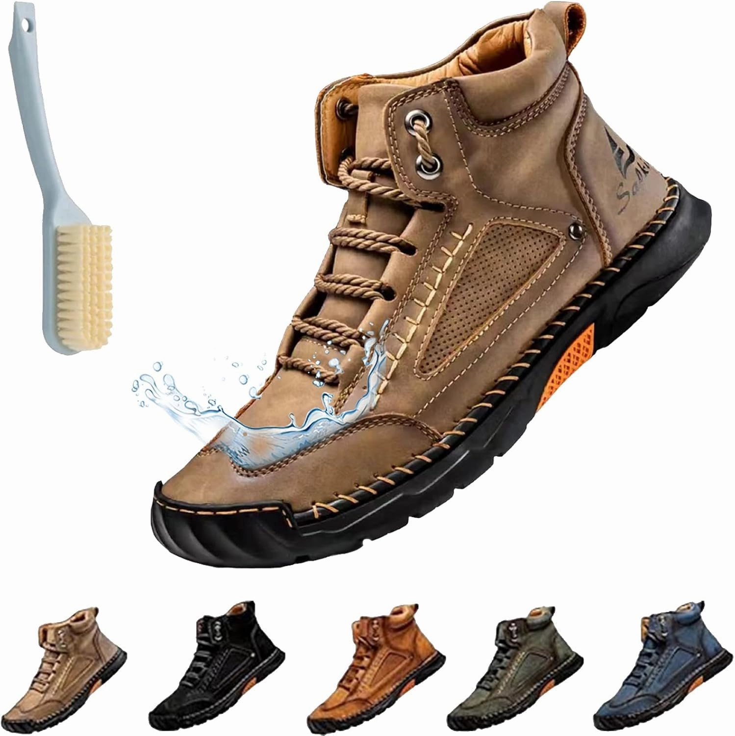 Sawbehind Mens Boots, Waterproof Sawbehind Men'S Comfortable Handmade Leather Boots, Saw Behind Mens Spacious Toe Shoes Red Bottoms Boots