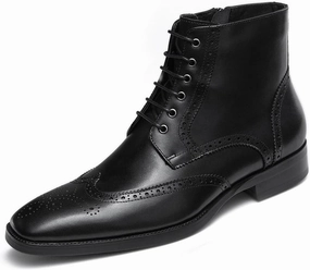 GIFENNSE Mens Dress Boots Mens Chukka Boots Formal Chelsea Boots Mens Leather Boots Oxford Boots for Men Brown Lace Up Boots