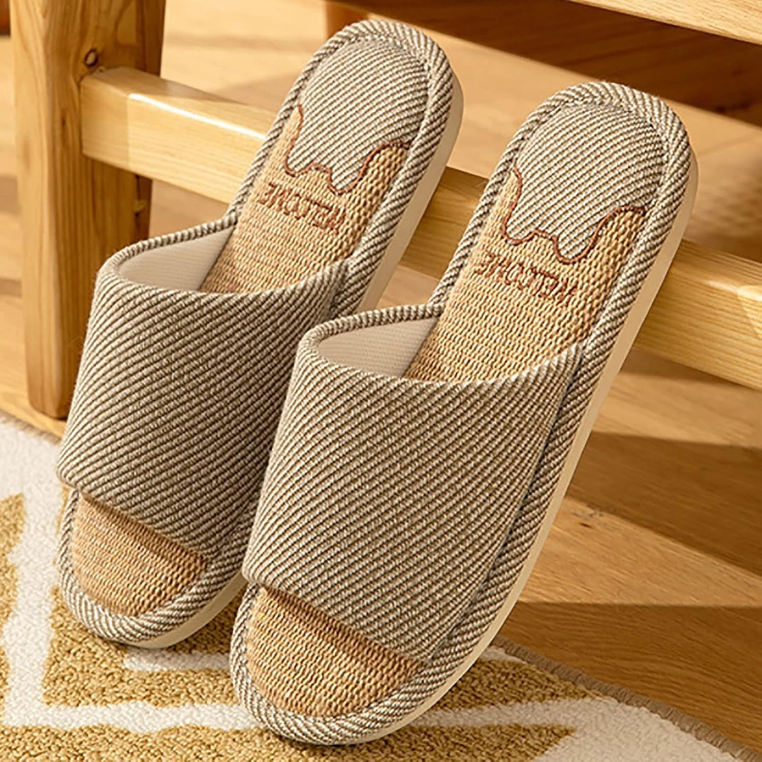 Couple Models Shoes Non Slip Flip Flops Flax Slippers Indoor Bedroom Four Seasons Slippers For Mens Travel Slippers Men Mens Ankle Deck Boots