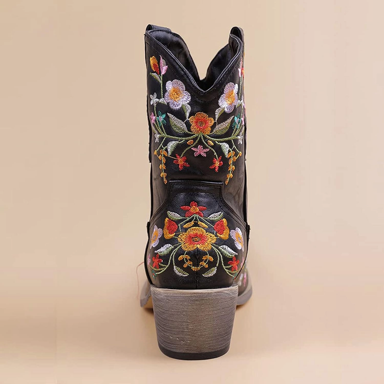 Cowboy Boots for Women Cowgirl Boots Vintage Embroidered Western Fashion Boots Pull On Pointed Toe Chunky Heel Boots Baby Rain Boots