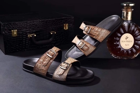 Crocodile Shoes Crocodile Leather Sandals Vintage Cream Bedrock Sandals