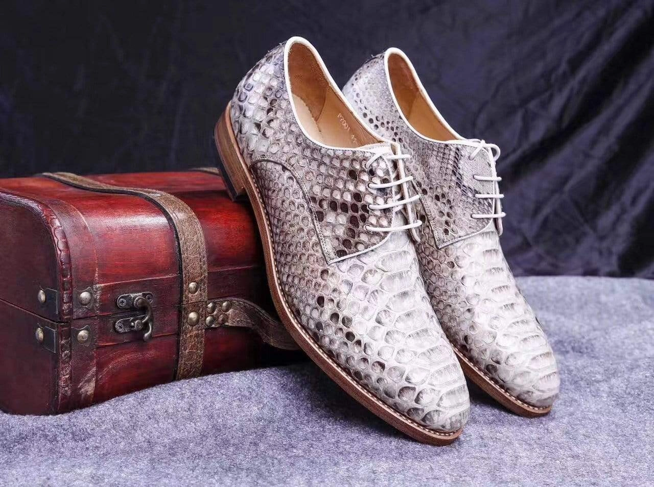 Francisco Cap Toe Oxfords Crocodile Shoes Men's Grand Cap Toe Shoes Genuine Python Leather
