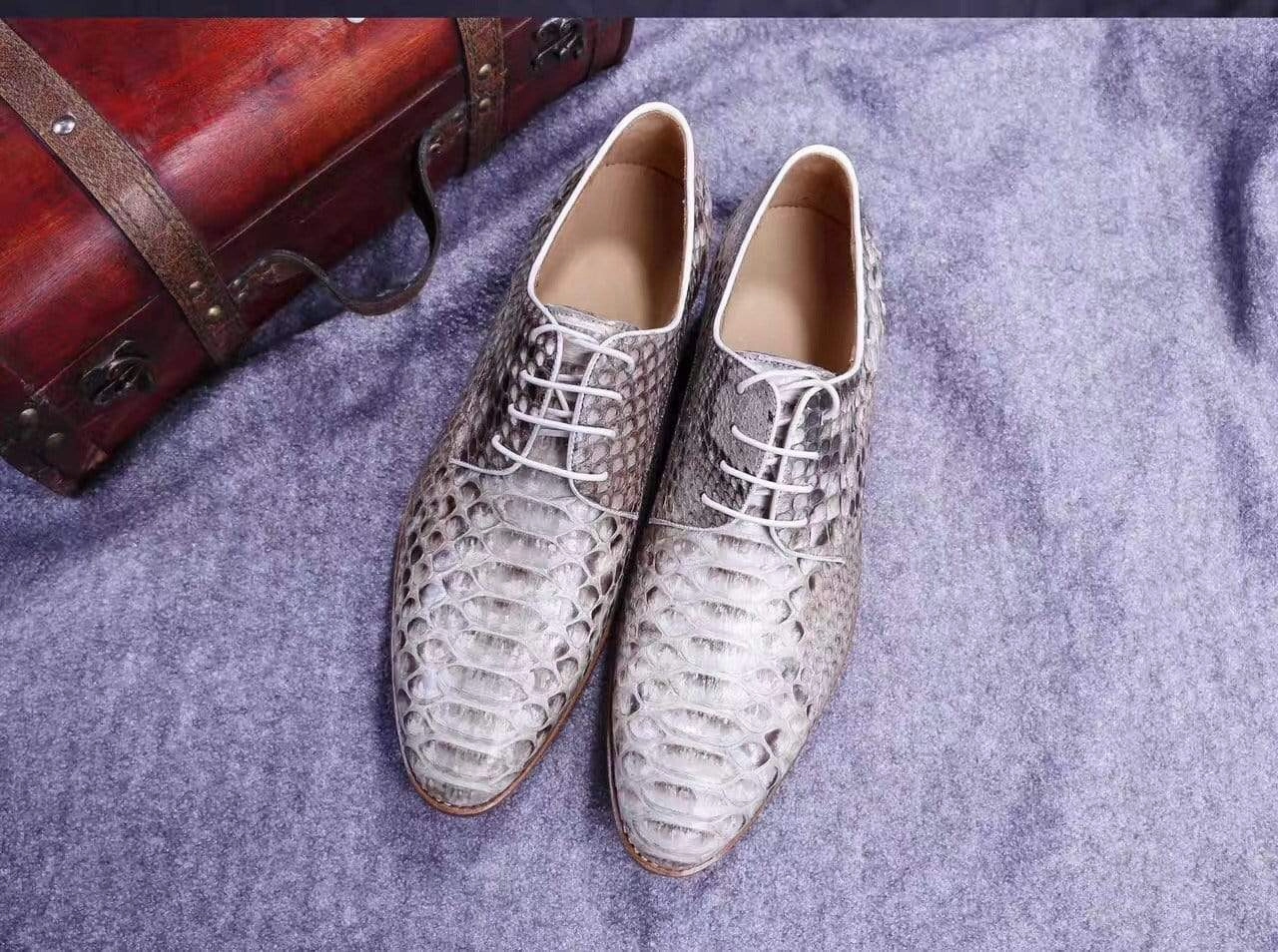 Slip On Oxfords Crocodile Shoes Men's Grand Cap Toe Shoes Genuine Python Leather