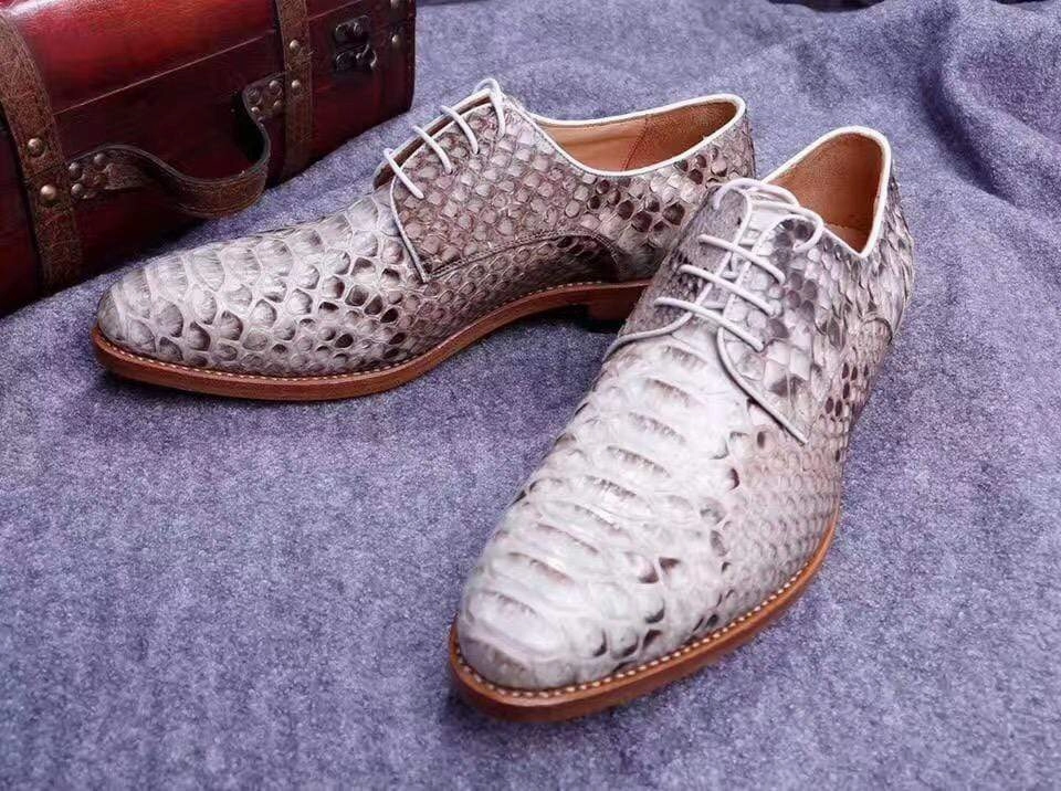 Enzo Oxfords Crocodile Shoes Men's Grand Cap Toe Shoes Genuine Python Leather
