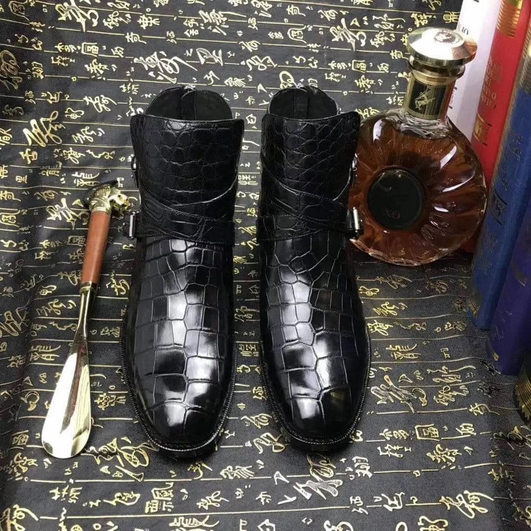 Bed:stu Oxfords Crocodile Shoes Mens Genuine Crocodile Leather Troy  Boot