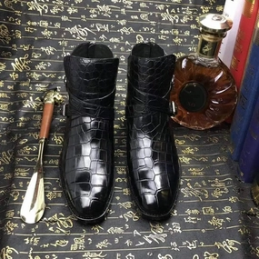 Crocodile Shoes Mens Genuine Crocodile Leather Troy  Boot Great Jones Wingtip Oxfords
