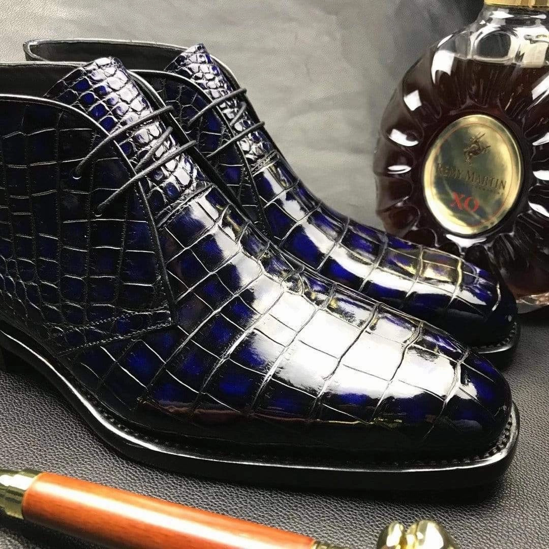 Hunter Boots Discount Crocodile Shoes Mens  Vintage Crocodile Leather Chukka Boots