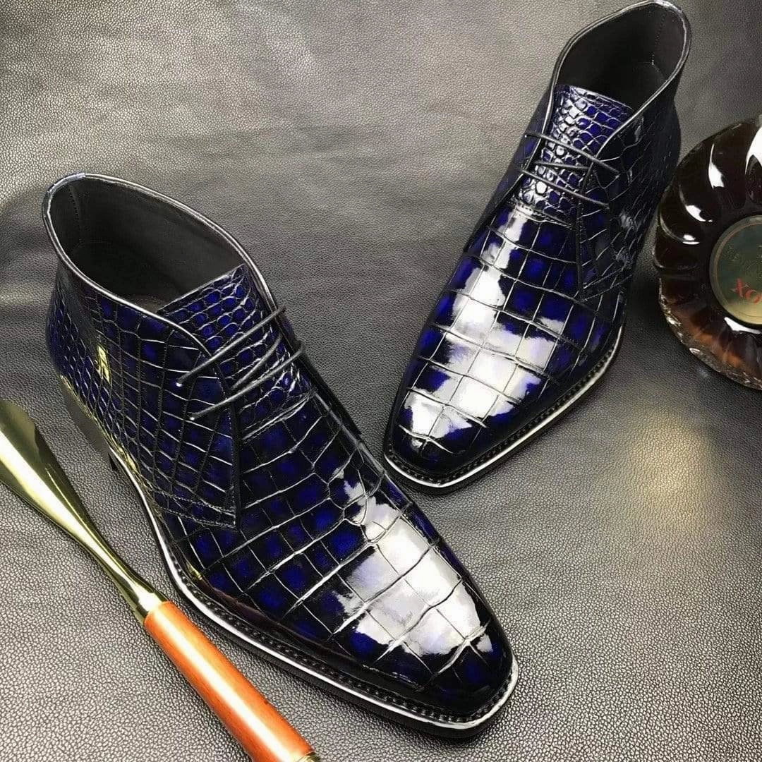 Hunt Boots Crocodile Shoes Mens  Vintage Crocodile Leather Chukka Boots