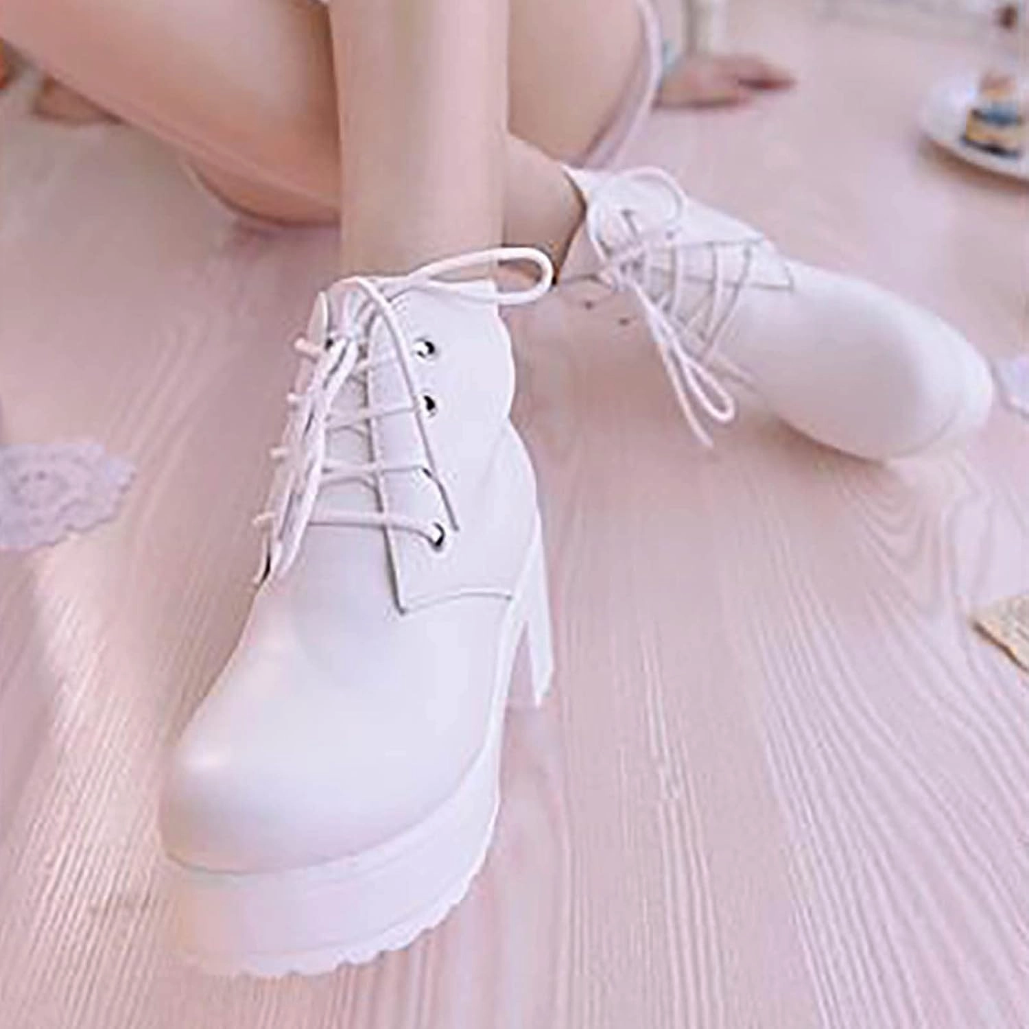 Ctreela Womens Goth Platform Combat Boots Chunky Black Block Heels Lace up Ankle Booties Round Toe Shoes Motorcycle Wedges Animal Print Platform Boots