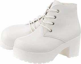 Western Boots Ctreela Womens Goth Platform Combat Boots Chunky Black Block Heels Lace up Ankle Booties Round Toe Shoes Motorcycle Wedges