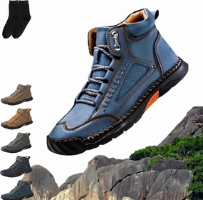 Lace Heel Boots Saw Behind Mens Shoes, Sawbehind Mens Boots Orthopedic, Waterproof Men's Comfortable Handmade Leather Boots Outdoor