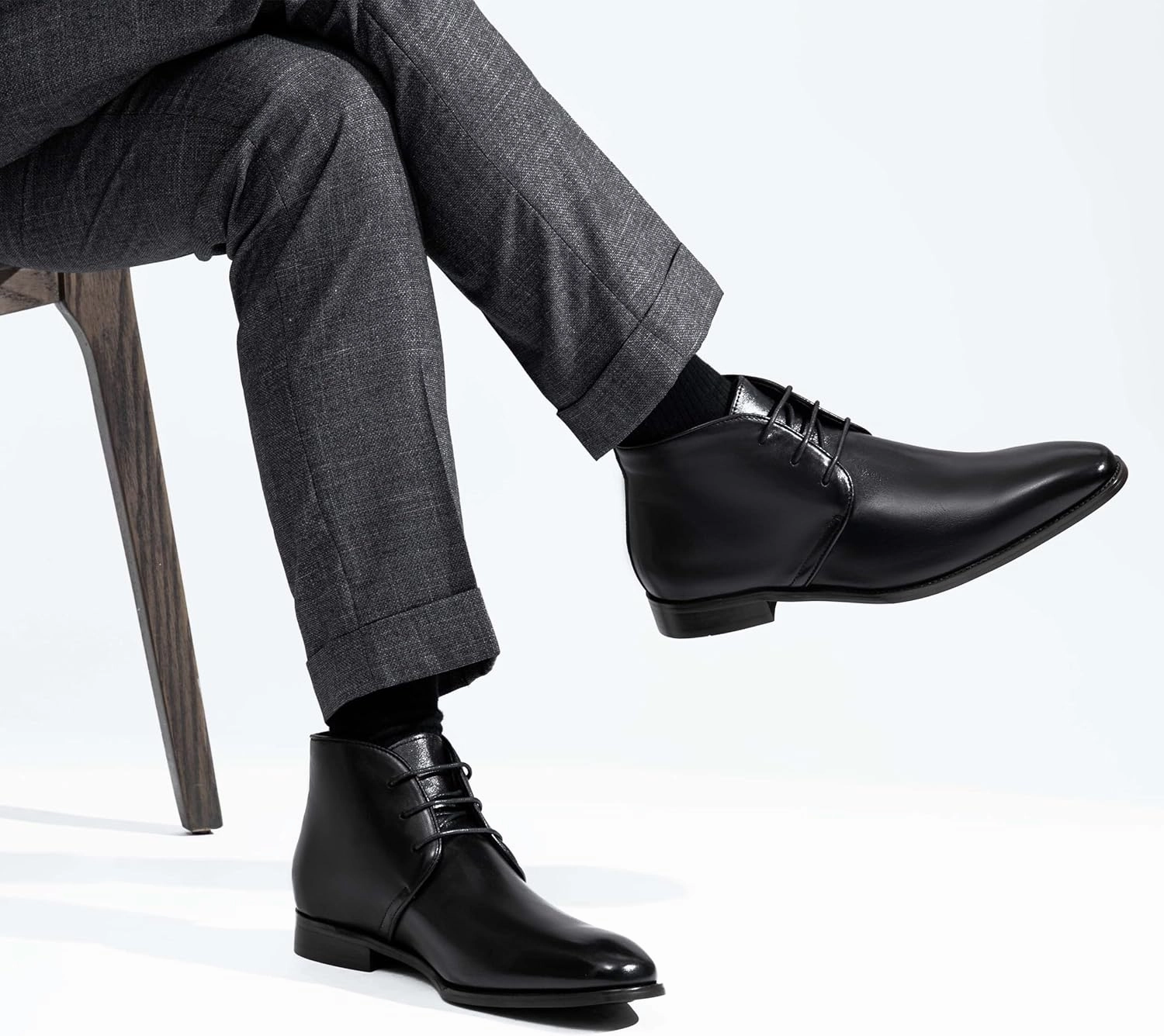 Knee High Heeled Boots Jousen Leather Boots for Men Dress Classic Mens Boots Polish Retro Ankle Chukka Boots Mens