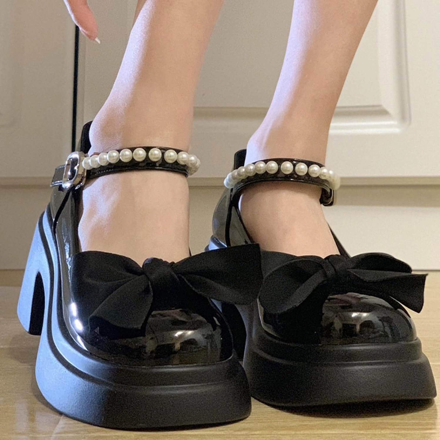 Cute Sweet Mary Jane Shoes Chunky Low Heel Lolita Wedges T-Straps Oxfords Gothic Punk Platform Round Toe Dress Shoes Wide Calf Moto Boots