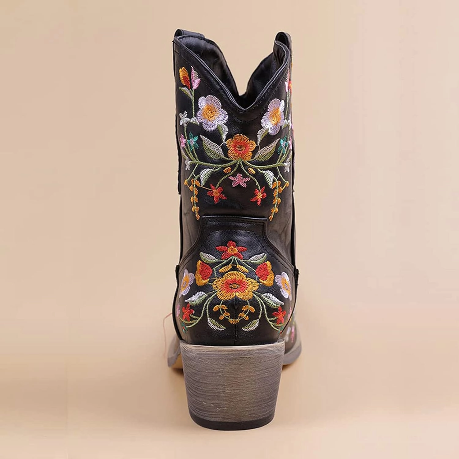 Thigh High Boots Wide Calf Cowboy Boots for Women Cowgirl Boots Western Embroidered Chunky Heel Pointed Toe Western Boots Pull On Boots PU Women