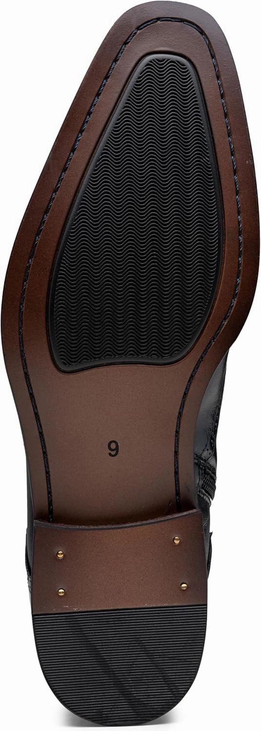 Jousen Mens Boots Leather Dress Boots for Mens Cap-Toe Fashion Boots for Men Buckle Boots Knee High