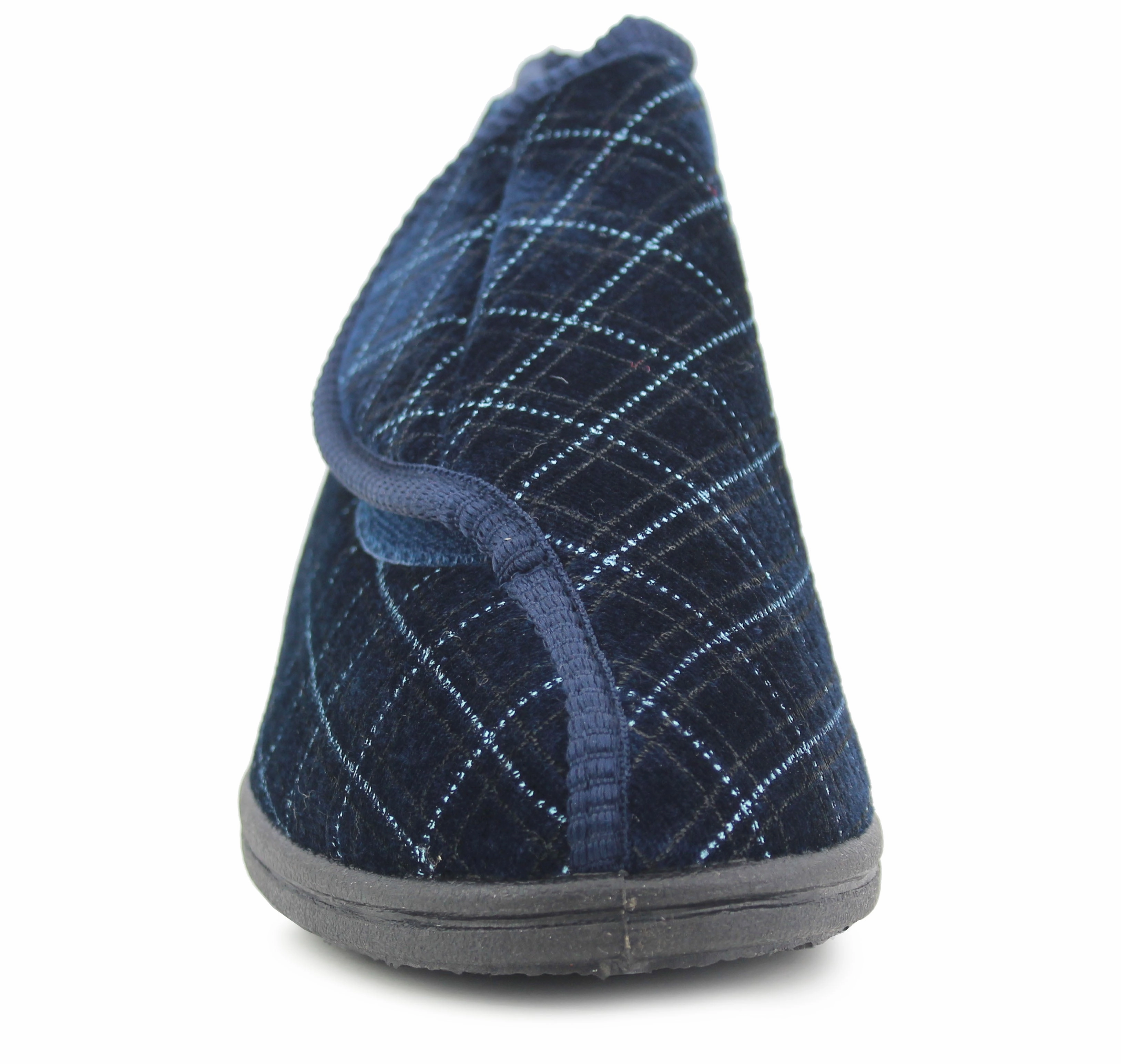 Mens Wide Opening Diabetic Orthopaedic Machine Washable Check Velour Touch Fasten Slippers Slippers Extra Wide 4e