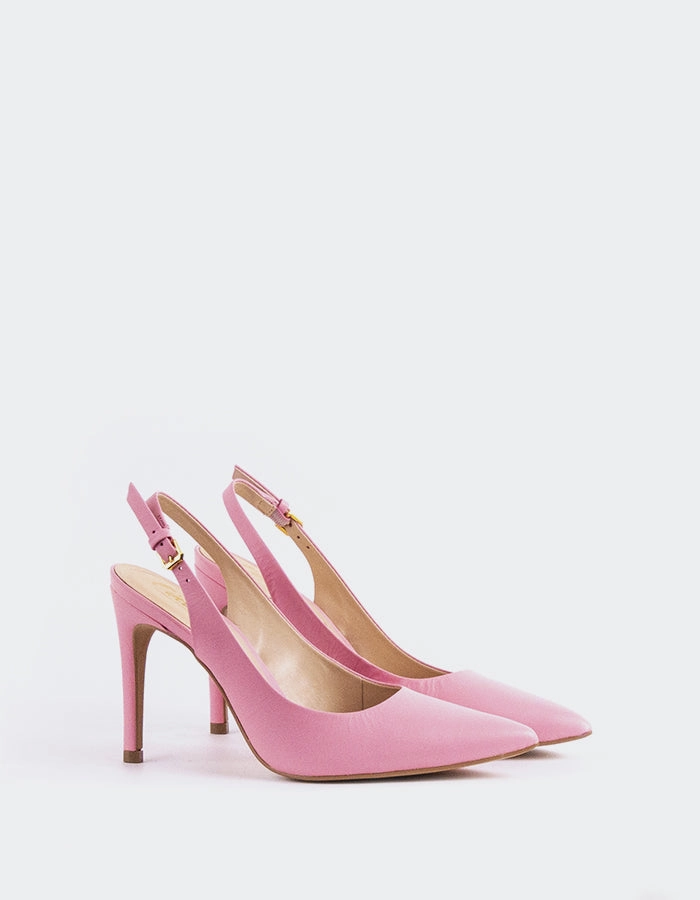 Morisha Pink Leather High Heel Clogs Mules