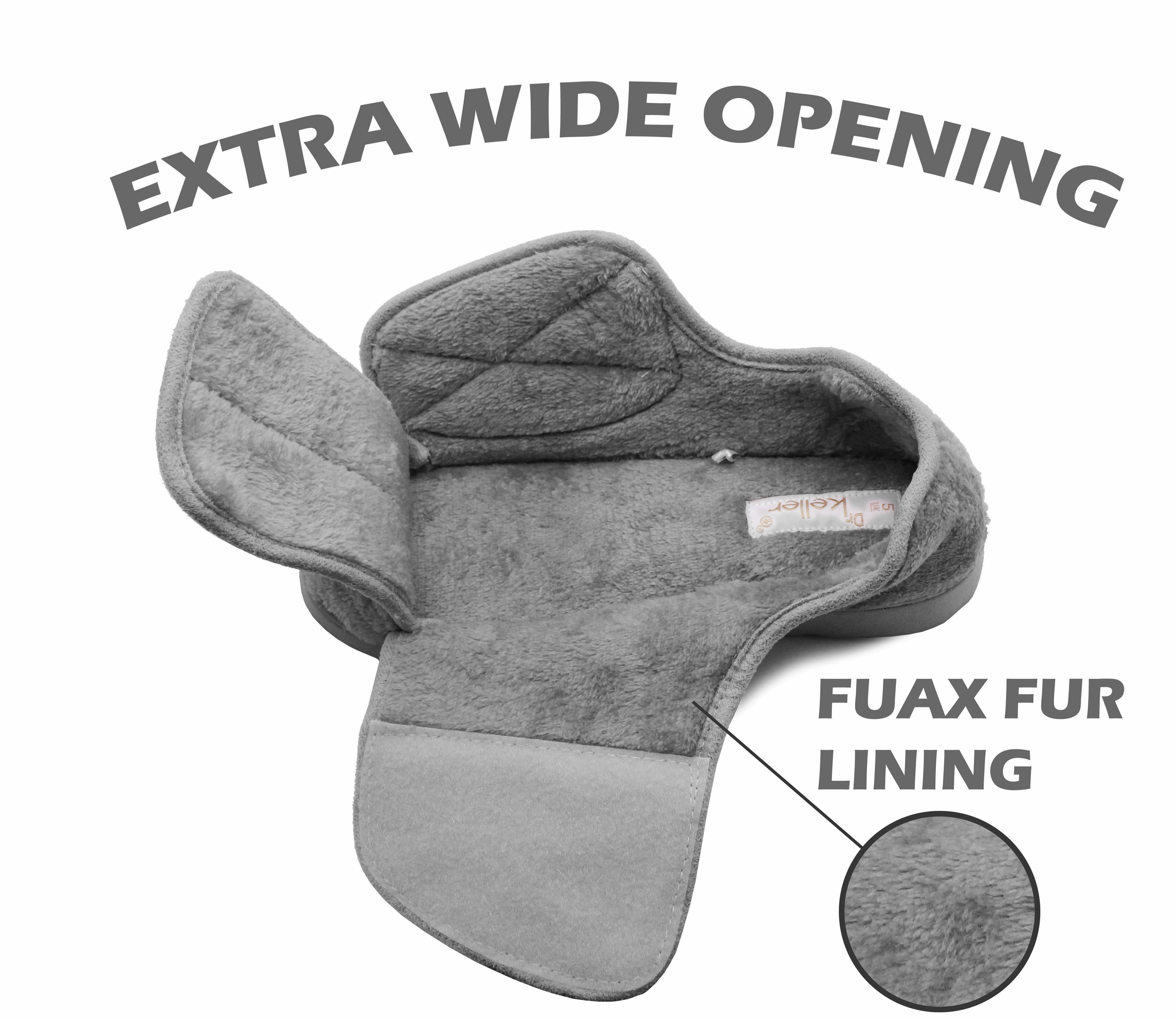 Christmas Slippers Family Dr Keller Mens Grey Diabetic Touch Fasten Wide Opening Slippers Lightweight Slip On Soft House Shoes