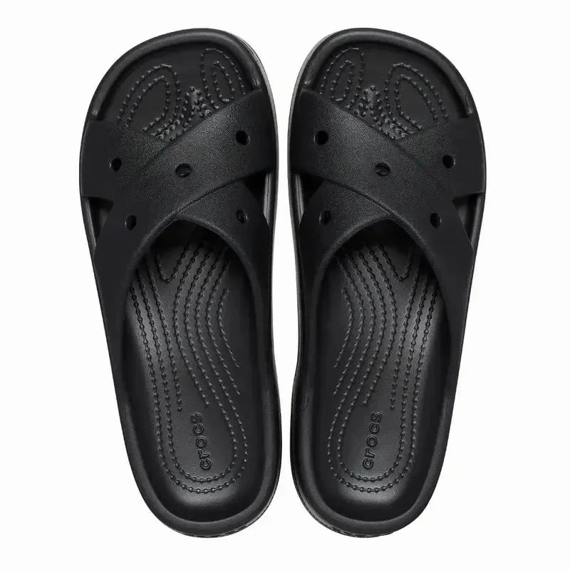 Crocs CL Women Cross Strap - Black Earth Spirit Shoes Sandals