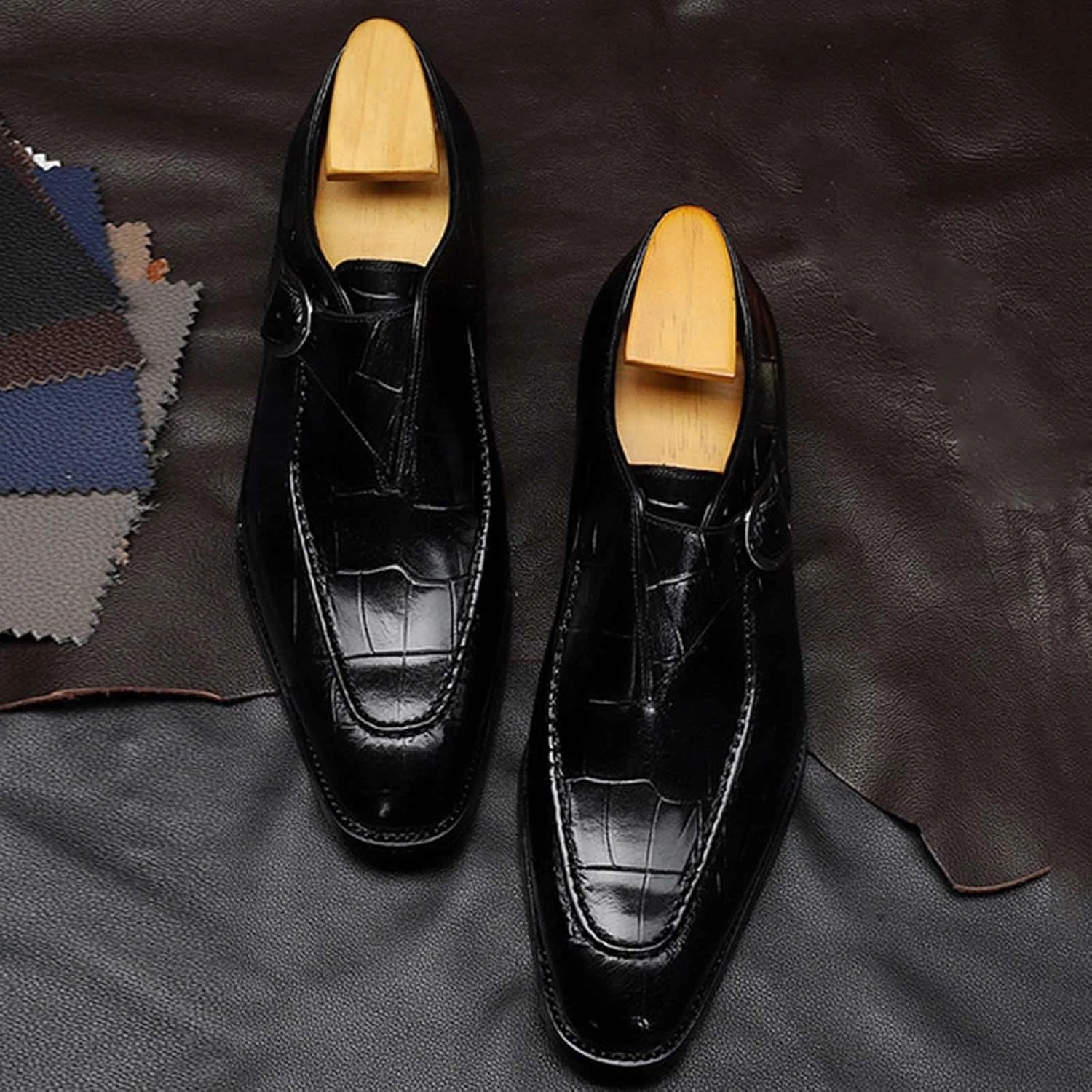 Dress Shoes for Men Loafers Wide Mens Shoes Fashion Classic Style British Retro Pointed Business Casual Shoes Men Black Inexpensive Work Boots