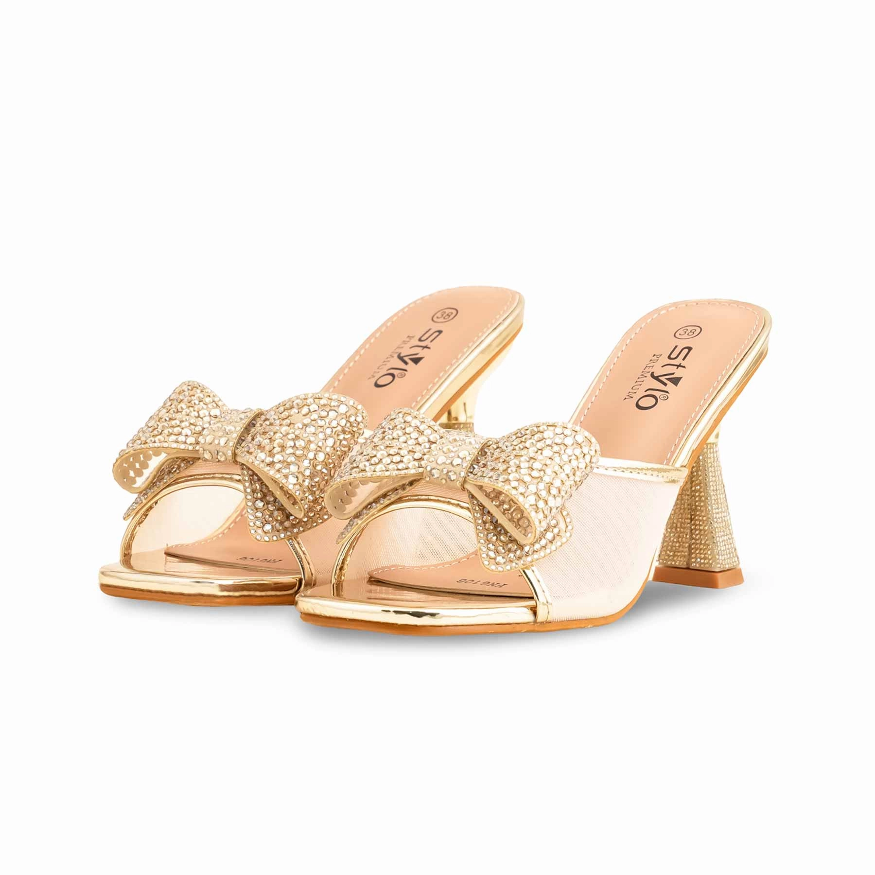 Heart Sandals Tik Tok Golden Fancy Bridal Sandal FN6106
