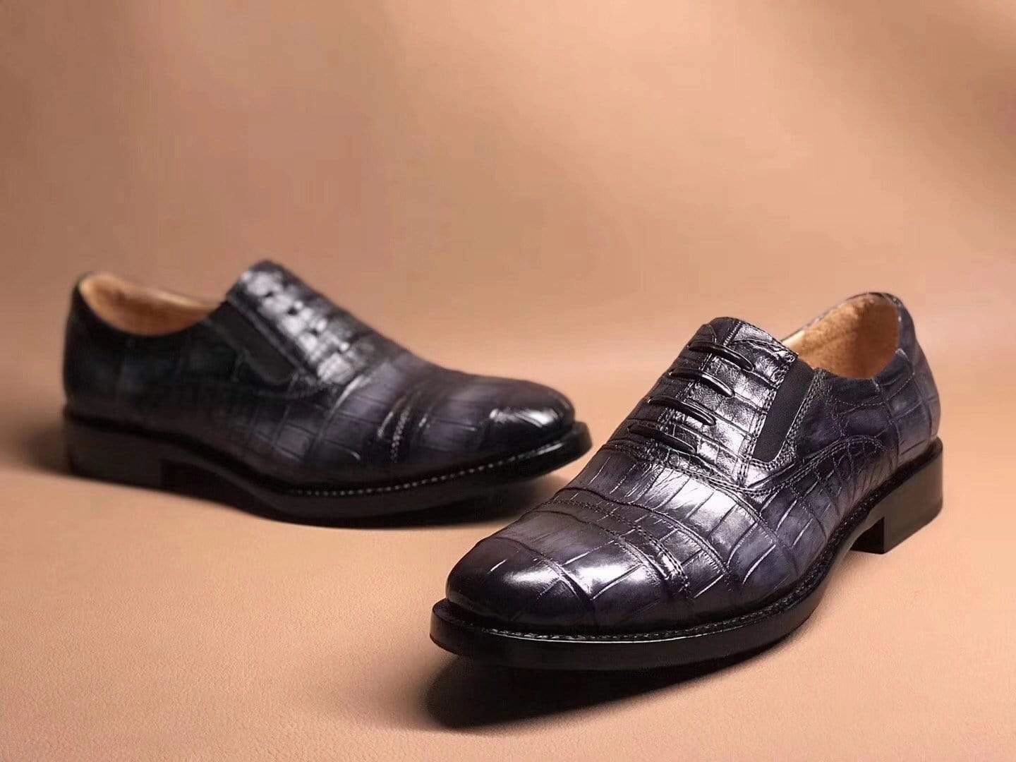 Crocodile Shoes Dark Grey Crocodile Leather Lace Up Shoes Brown Oxfords With Jeans