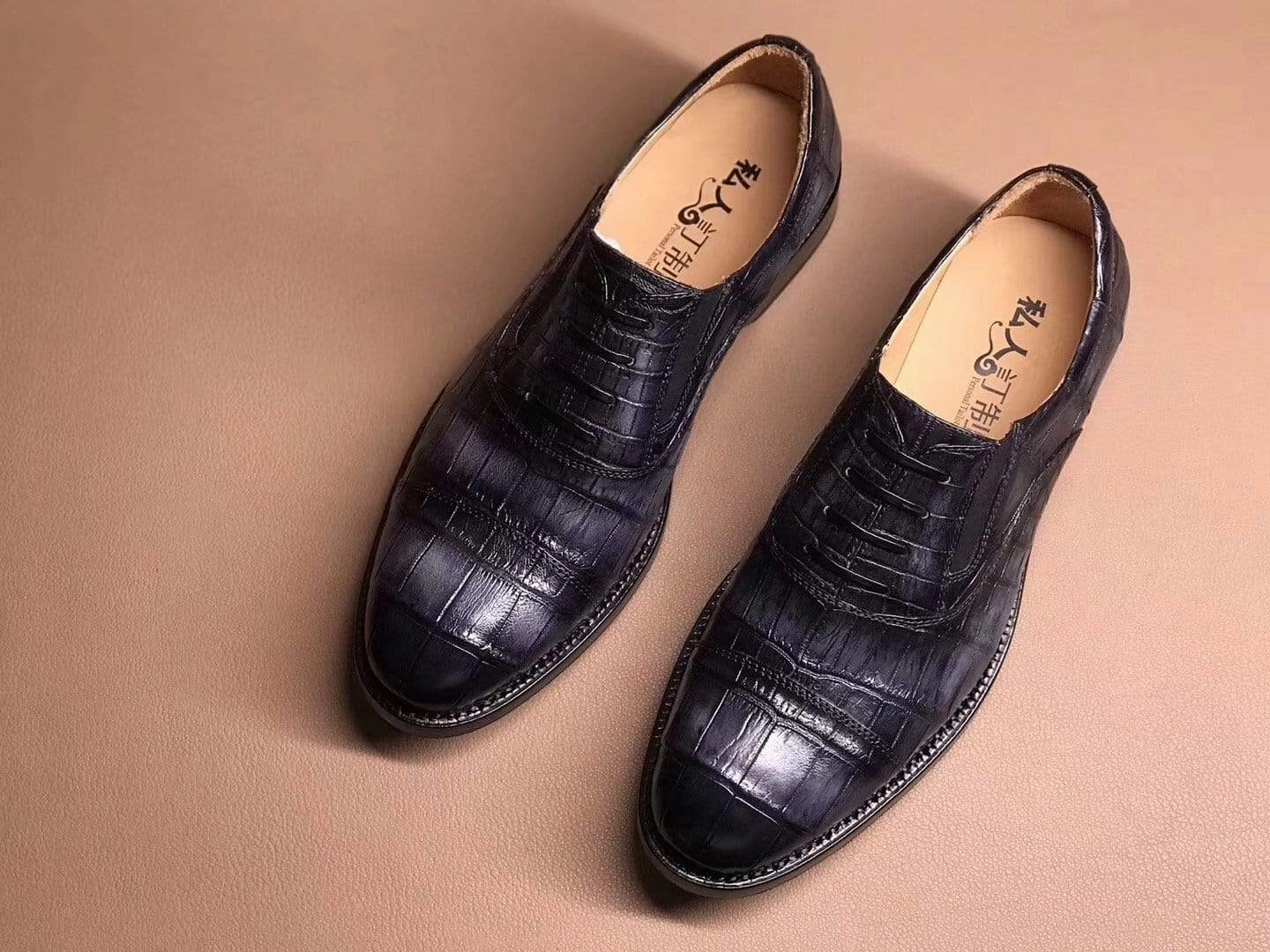 Oxfords Casual Dining Oxford Ma Crocodile Shoes Dark Grey Crocodile Leather Lace Up Shoes