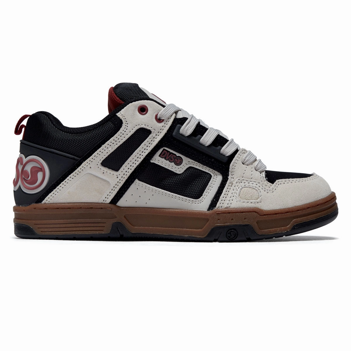 DVS Comanche Shoes - Silver Grey/Black/Ruby Wine Suede Echo Skate