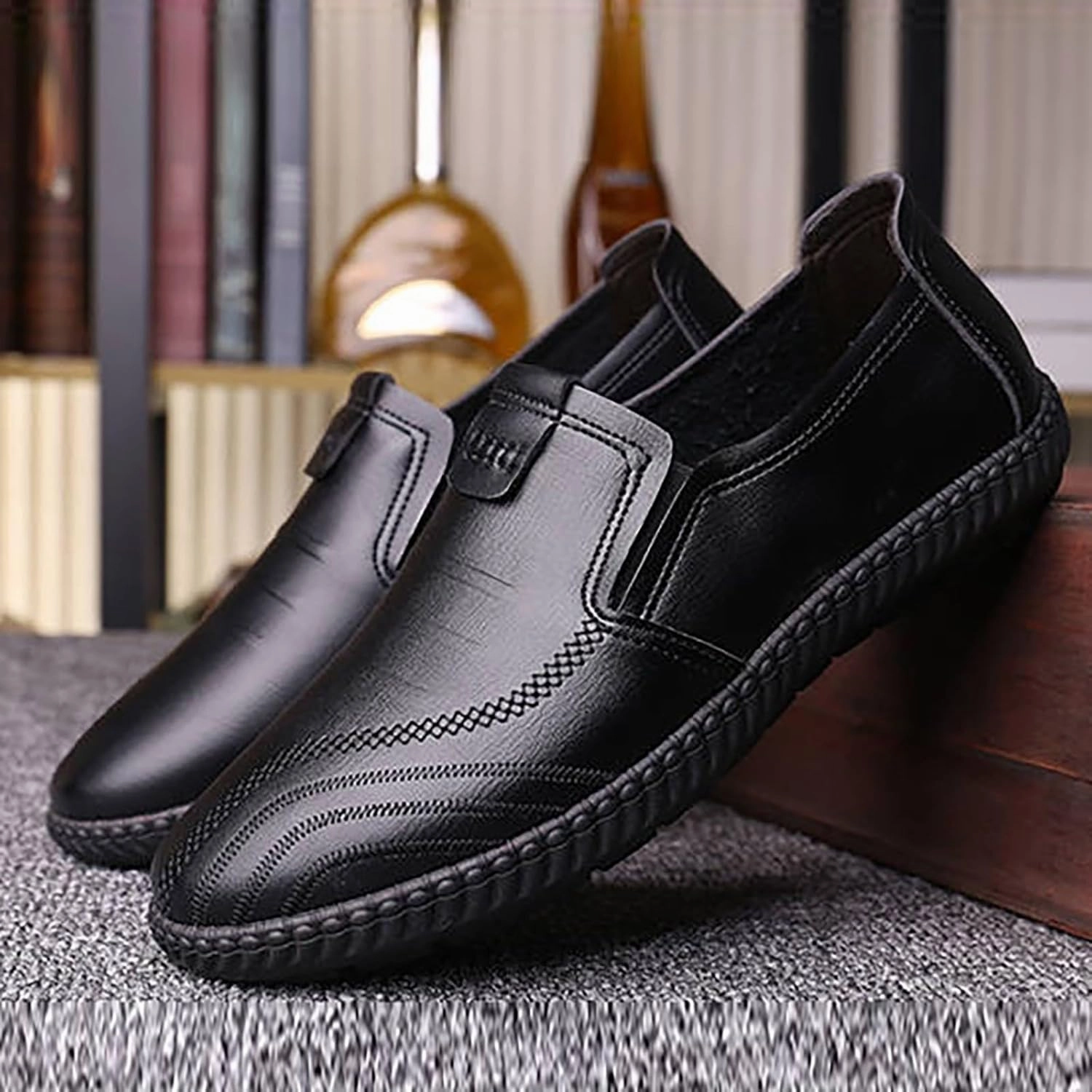 Flat Loafer for Men Leather Slip On Business Dress Shoes Driving Casual Boat Soft Shoes Leather Shoes 11 Men Rain Boots Amazon