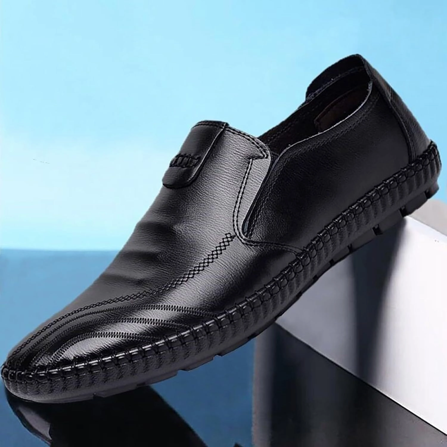 Flat Loafer for Men Leather Slip On Business Dress Shoes Driving Casual Boat Soft Shoes Leather Shoes 11 Men Vegan Hiking Boots