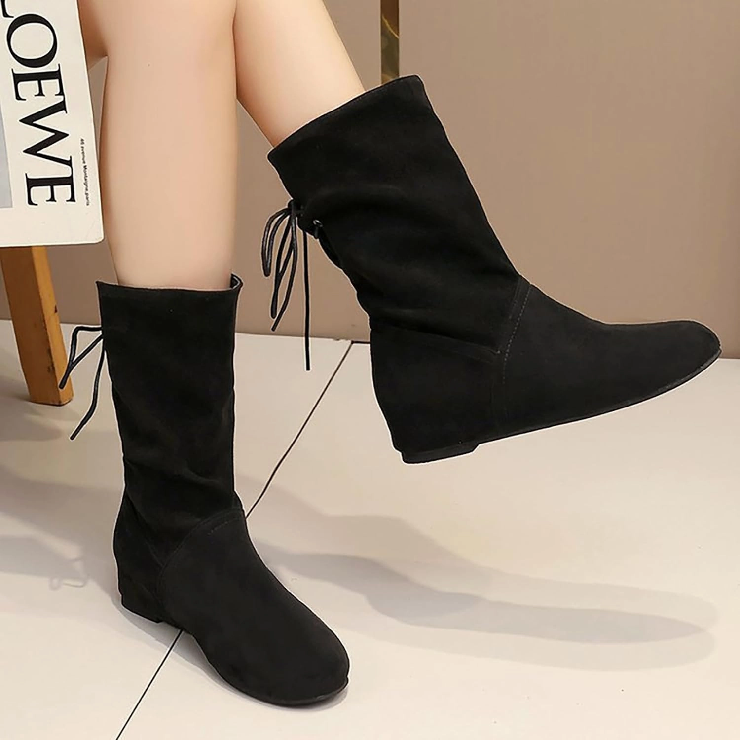 Wide Calf Boots for Women with Heel Boots Breathable Fashion Round Head Knee High Boots for Women Wide Calf Wide Width Nisolo Boots