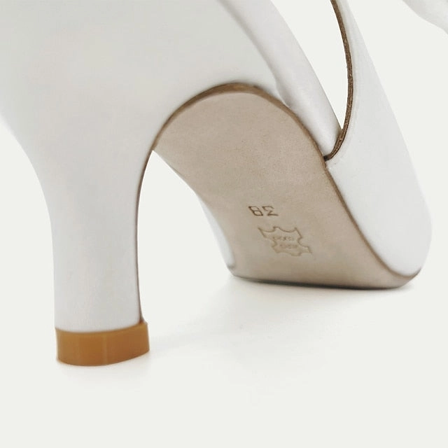 Toe Bow for Women White with Tie Heels Slingback - Pointed