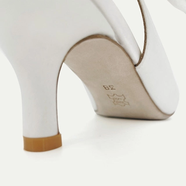 Toe Bow for Women White with Tie Heels Slingback - Pointed