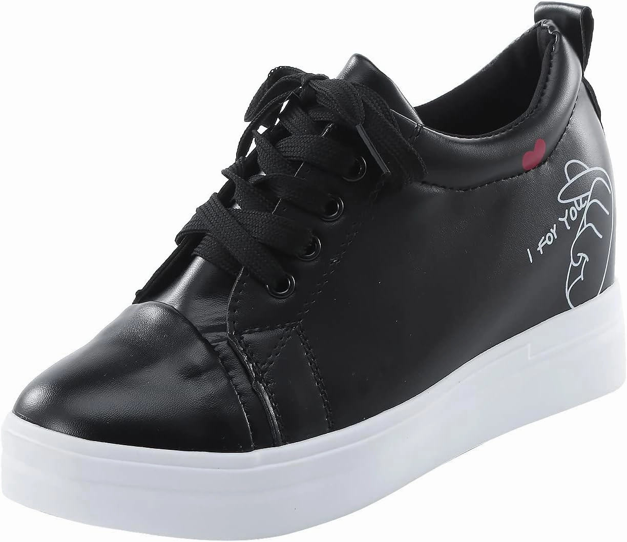 Women's Tennis Shoes PU Leather Platform Comfortable Lace Up Walking Shoes Fashion Athletic Sneakers for Women Sneakers Clearance