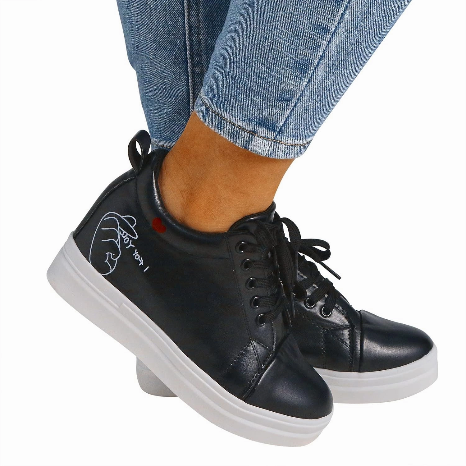 R Sneakers Women's Tennis Shoes PU Leather Platform Comfortable Lace Up Walking Shoes Fashion Athletic Sneakers for Women