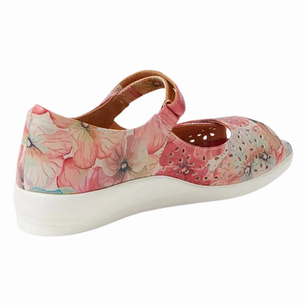 Ziera Daffodil Melon Flower Leather Sandal (Women's) Sandals Pool