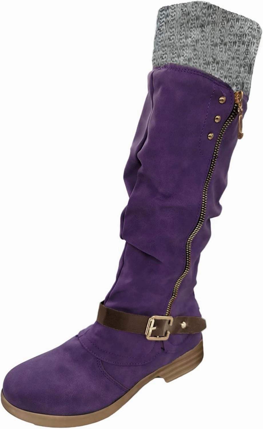 Knee High Boots And Jeans Eduavar Cowboy Boots for Women Cowboy Style, Western Boots Women Wide Calf Retro Round Toe Boots Ladies Chunky Heel Boots