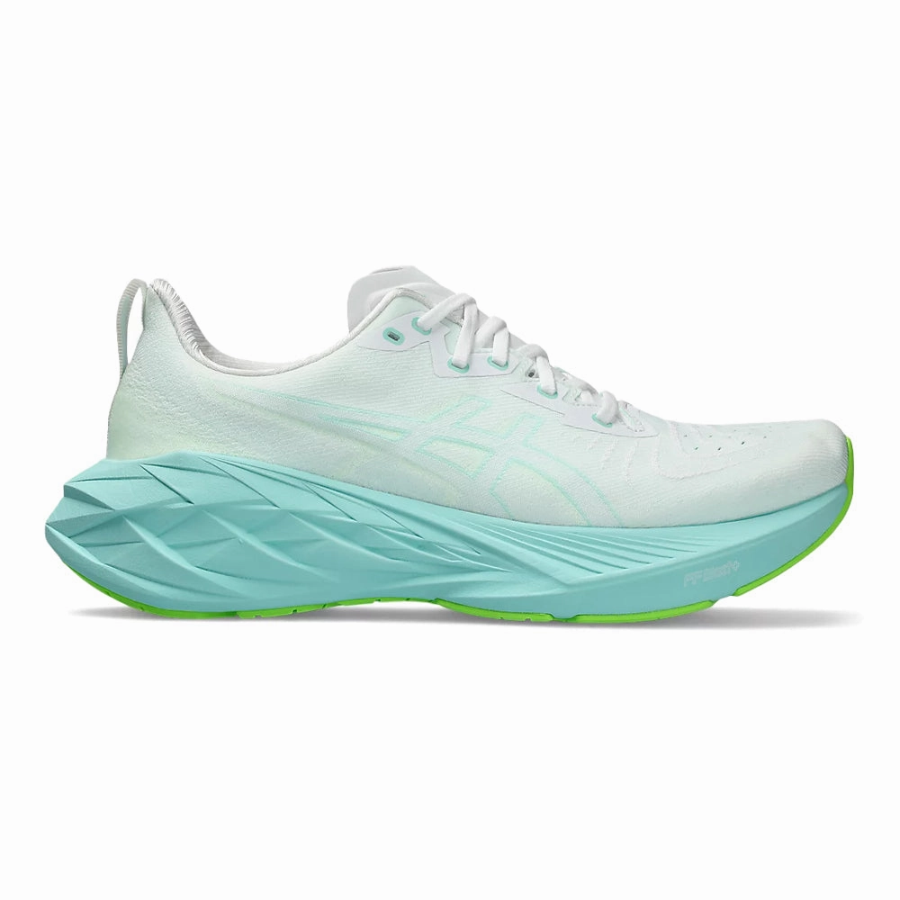 Asics Shoes Cecilie Bahnsen Men's Asics Novablast 4, White/Illuminate Mint, 11 D Medium