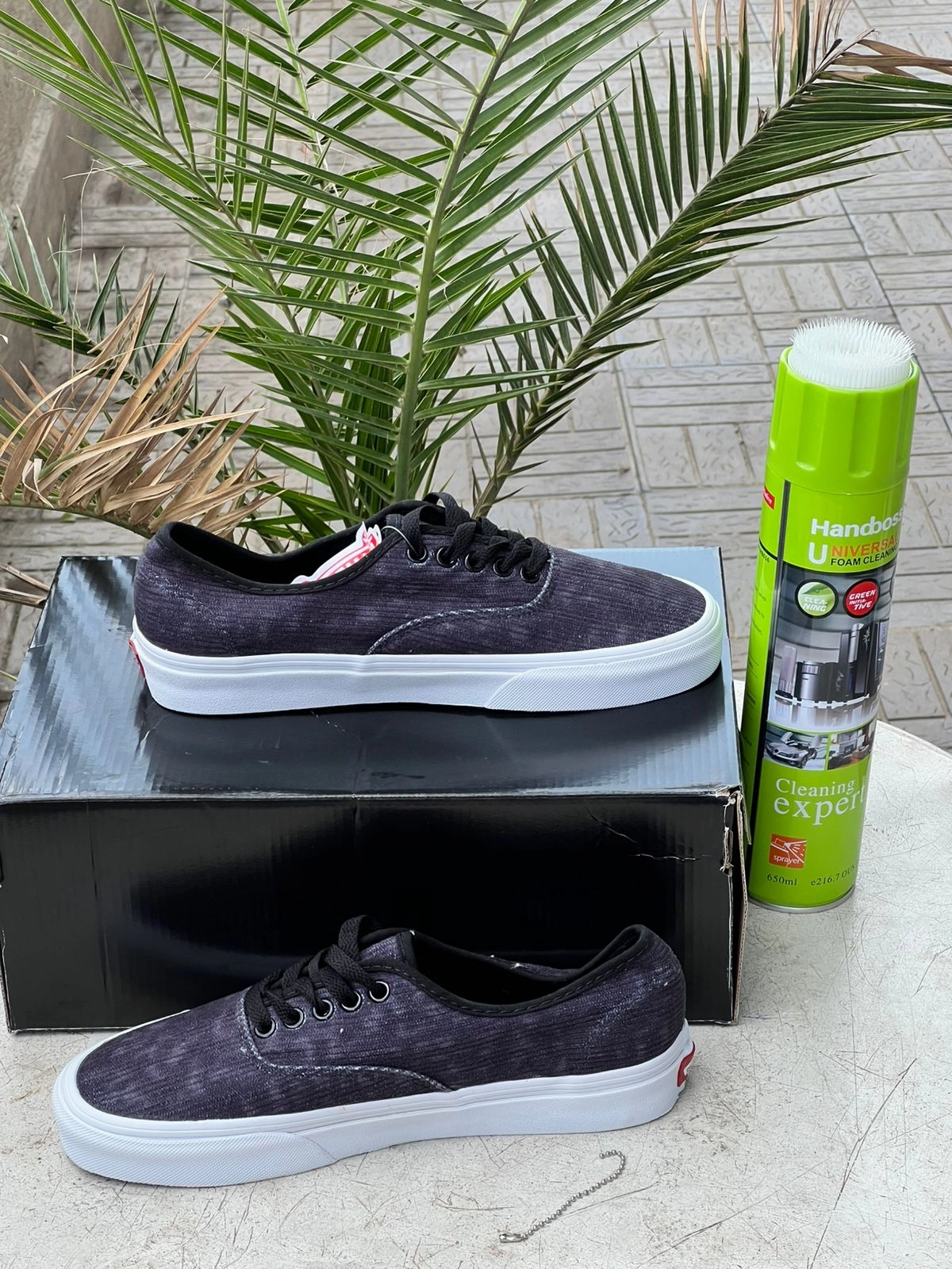 Vans Washed Black Ribbed Canvas Sneakers One Star Pro Skate Shoes