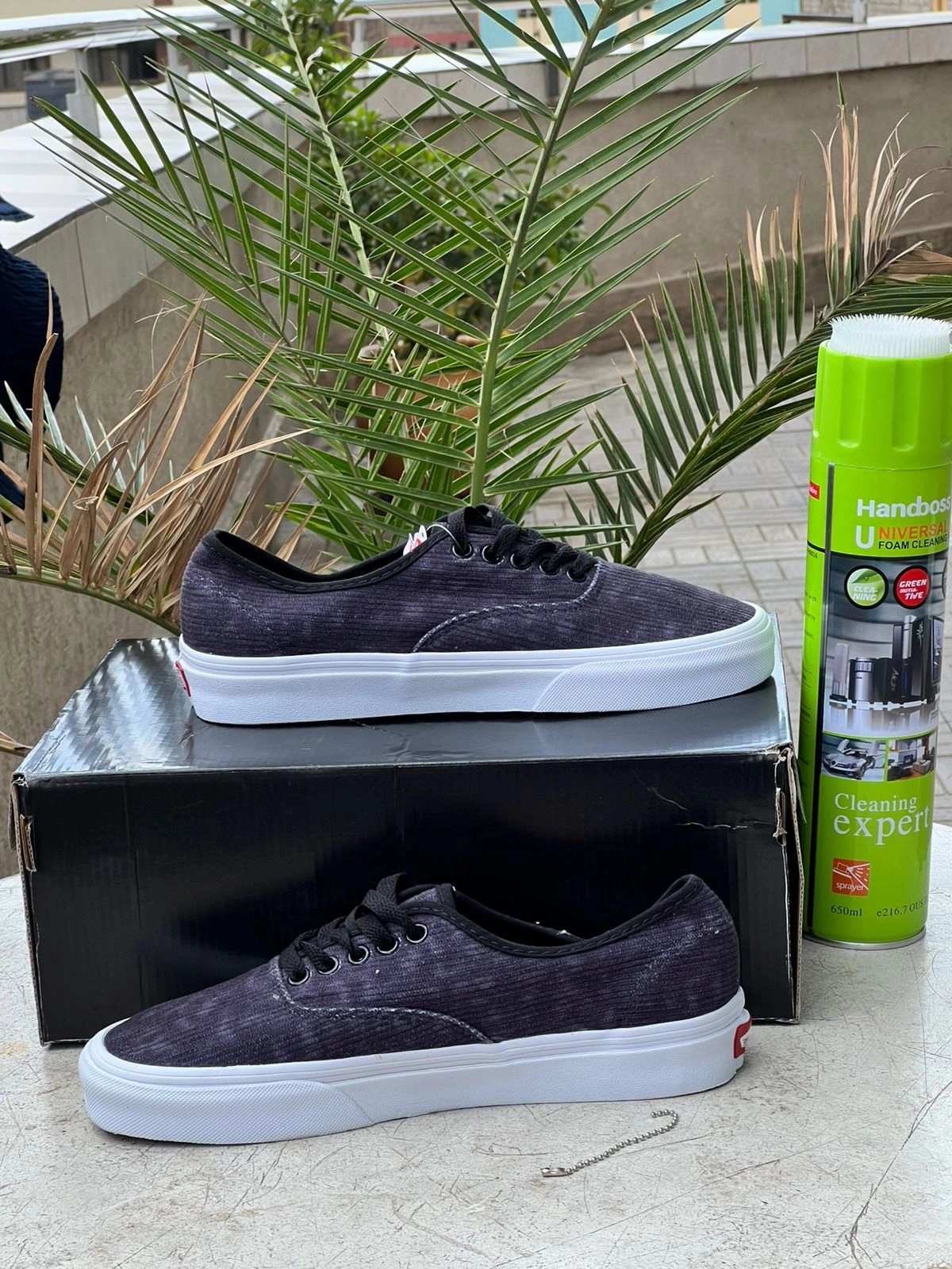 Checkered Skate Vans Washed Black Ribbed Canvas Sneakers