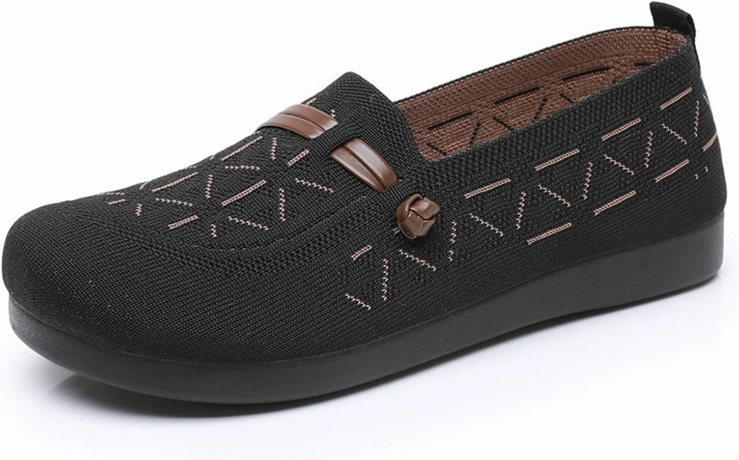 Vegan Leather Sneakers Women's Mesh Casual Shoes Knit Slip On Walking Shoes Wide Width Dress Flat Breathable Flying Woven Orthopedic Sneaker