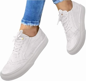 Ladmiple Shoes For Women Sneakers Trendy Low Top Lace-up Walking Shoes Fashion Summer Slip On Platform Flats Loafers Lebron Deion Sanders Collaboration Sneakers