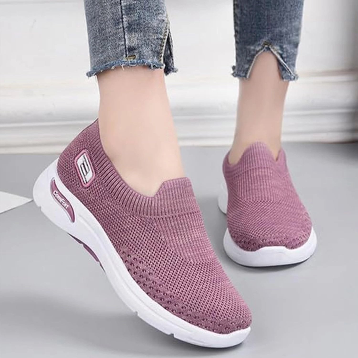 Orthopedic Shoes for Women Breathable Slip on Diabetic Shoes Comfort Wear Plantar Fasciitis Shoe, Wide Width Soft Sole Arch Support Walking Sneakers Casual Mesh Comfortable Tennis Sneakers Gold High Top Sneakers