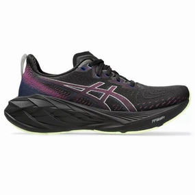 Pink Tennis Shoes Asics Women's Asics Novablast 4, Black/Blue Expanse, 9 B Medium