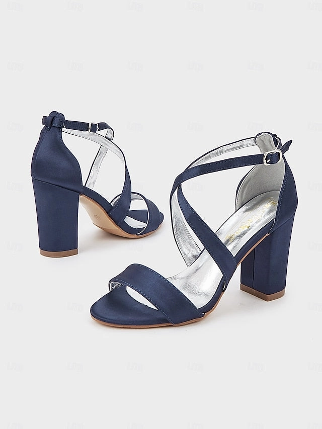 Jacques's Artifical Sandals Elegant Strappy  Women's Heel Satin Sandals Block