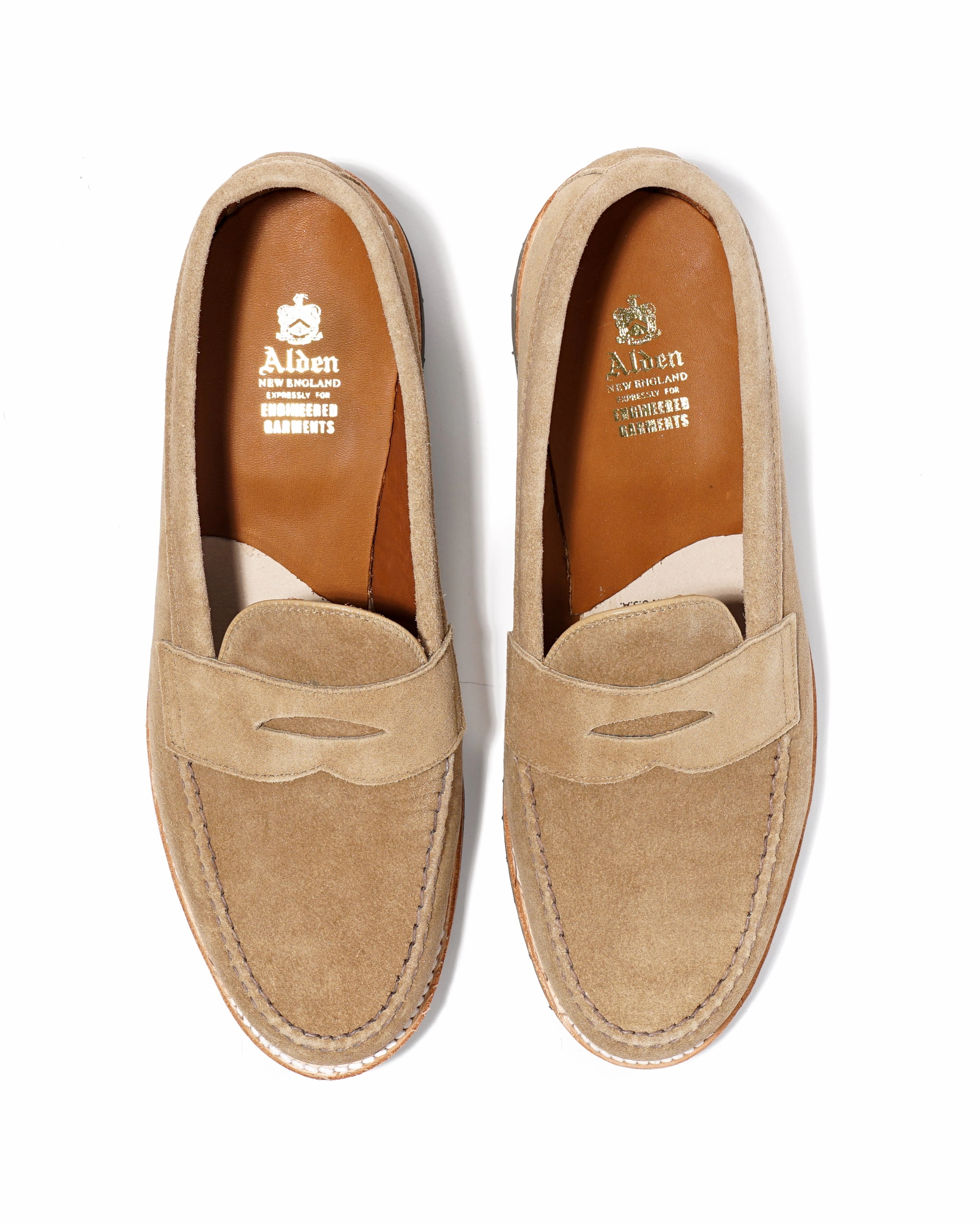 Engineered Garments x Alden - Loafer - Beige Suede Platform Heeled Oxfords