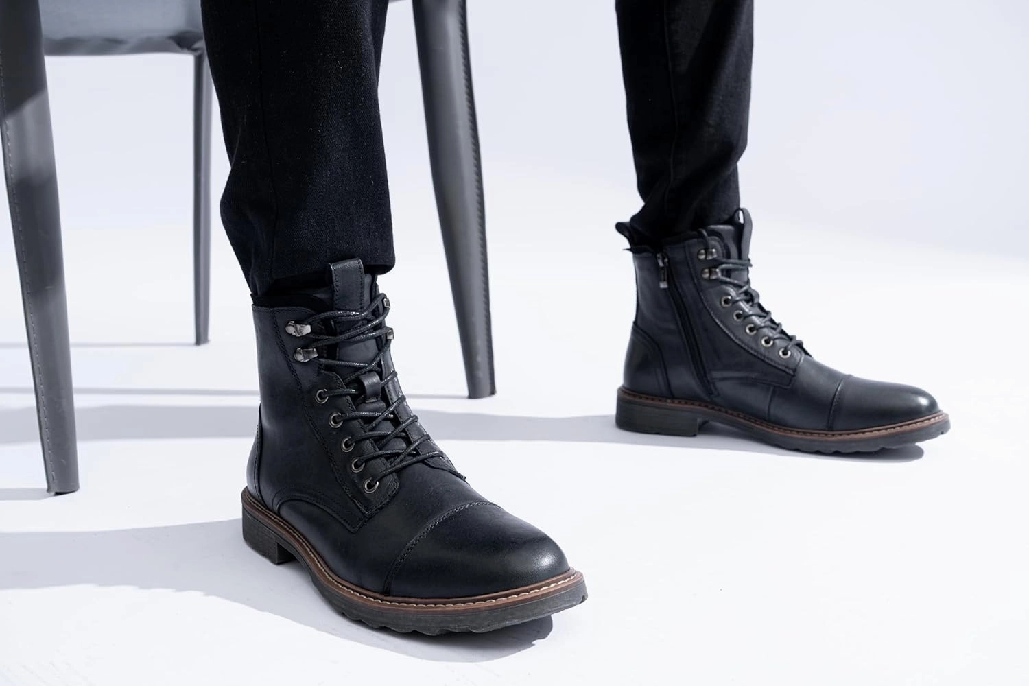 Burberry Boots Vostey Mens Boots Motorcycle Casual Boots For Men Zipper Fashion Chukka Boot Mens