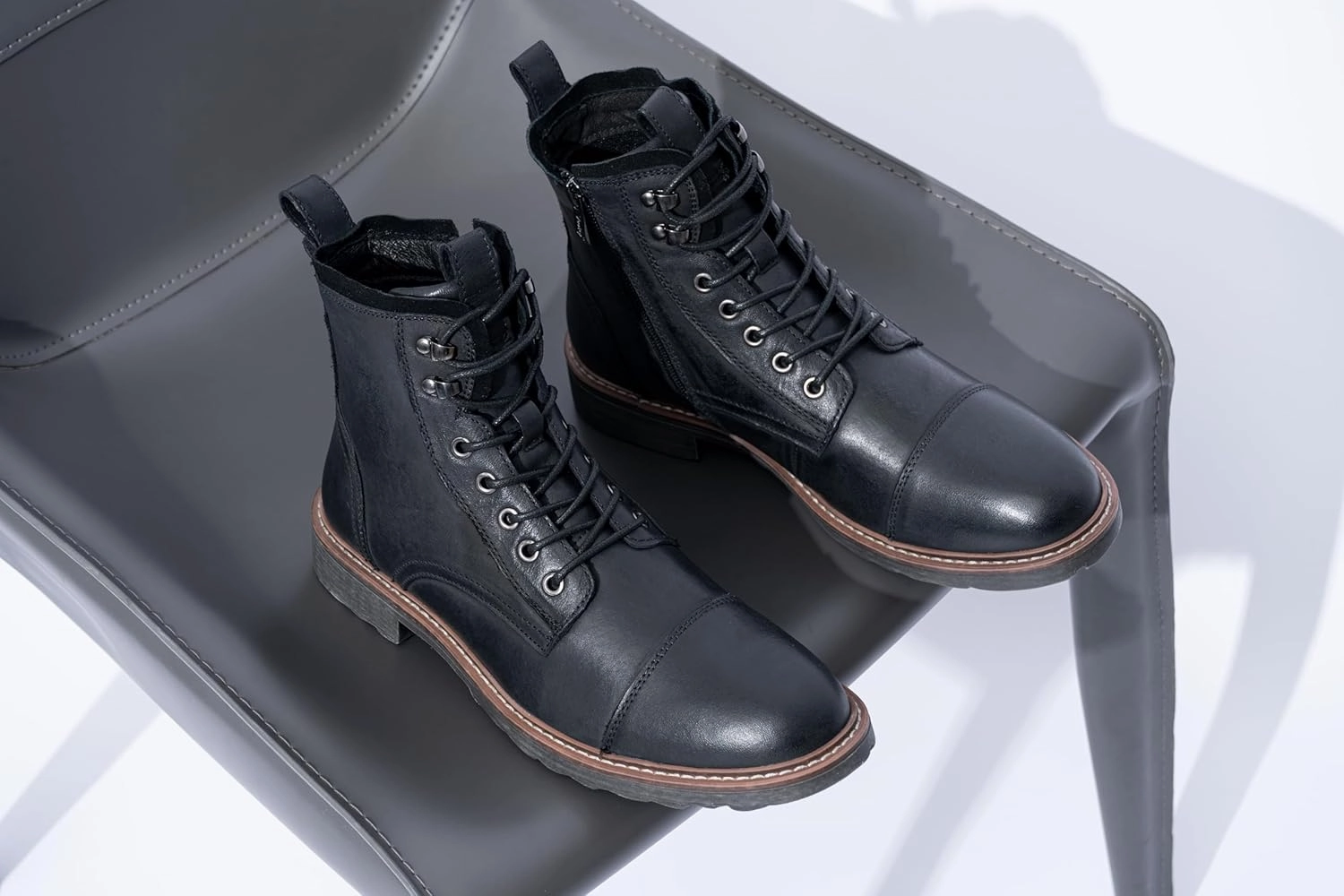 Vostey Mens Boots Motorcycle Casual Boots For Men Zipper Fashion Chukka Boot Mens Newborn Boots